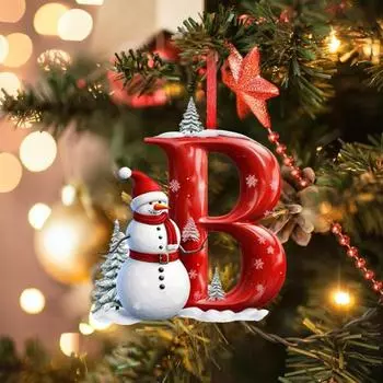 Подвеска Yousheng Christmas Letters A to Z, подвесной рождественский алфавит, акриловый снеговик, украшение в виде буквы для рождественской елки, автомобильный рюкзак I