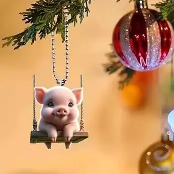 Подвеска Yousheng Christmas, симпатичное мультяшное подвесное украшение со шнурком, легкое вешание на зеркало заднего вида, подвеска в виде животного-свинки Pig
