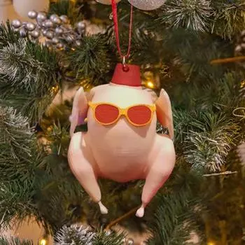 Подвеска Yousheng в виде индейки и собаки из смолы, индейка без перьев в солнцезащитных очках, подвесное украшение, легкое вешание украшения для рождественской елки Little Dog