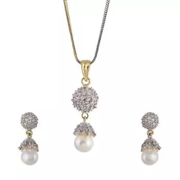 Подвеска ZENEME с позолотой, американским бриллиантом, шипованным пасьянсом, блестящий дизайн