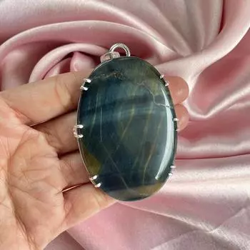 Подвеска «Железный тигровый глаз» с серебряной цепочкой, подвеска из стерлингового серебра 925 пробы для женщин