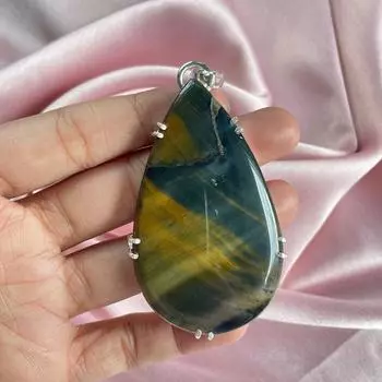 Подвеска «Железный тигровый глаз» с серебряной цепочкой, подвеска из стерлингового серебра 925 пробы