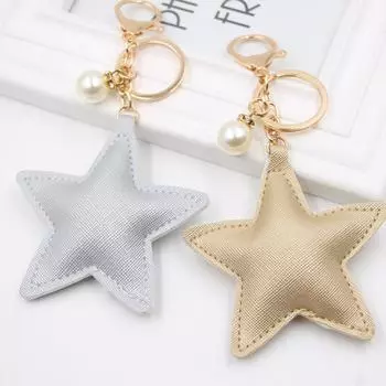 Подвеска-звезда из искусственной кожи, брелок для школьных сумок Star Keychain звезда/золотой