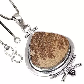 ПодвескаDendritic Drusy Gemstone Handmade Ethnic Silver Jewelry 2.25