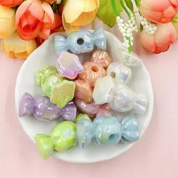 Подвески 13,2 мм * 28,7 мм акриловые бусины-конфеты с отверстием, 10 шт., материал ручной работы, аксессуары для бисероплетения своими руками, изготовление ювелирных изделий своими руками для ожерелья, сережек разноцветный