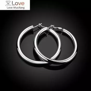 Подвески 5 см в диаметре серьги-кольца из стерлингового серебра 925 пробы для женщин, модные вечерние серьги из золота 18 карат, ювелирные изделия, рождественские подарки серебряный