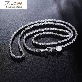 Подвески 925 пробы штампованное серебро 3 мм красивое витое ожерелье для женщин 16-24 Incn модные украшения для вечеринок праздничные подарки 16 inches 40 cm