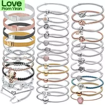 Подвески 925 пробы стерлингового серебра браслет сердце оригинальная цепочка сверкающий синий диск застежка змея цепочка браслет женские ювелирные изделия 21cm