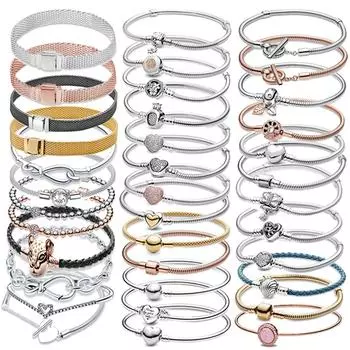 Подвески 925 пробы стерлингового серебра браслет сердце оригинальная цепочка сверкающий синий диск застежка змея цепочка браслет женские ювелирные изделия 21cm