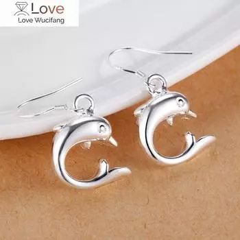 Подвески 925 пробы стерлингового серебра маленькие дельфины серьги-подвески для женщин модные вечерние свадебные украшения рождественские подарки