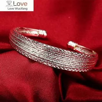 Подвески 925 пробы стерлингового серебра роскошные цепочки браслеты манжеты для женщин леди мода классические вечерние свадебные украшения регулируемые