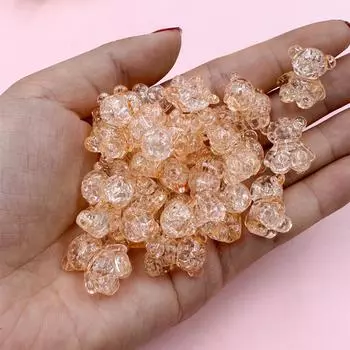 Подвески акриловые имитация стекла взрыв 35 шт./компл. свободные бусины браслет ожерелье аксессуары DIY материал ювелирные изделия мультяшный медведь темно-розовый