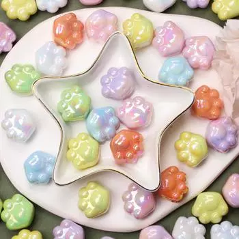 Подвески акриловые мультяшные серьги «сделай сам» ожерелье браслет 18,6*21 мм модные бусины в виде медвежьей лапы 10 шт./компл. детские ювелирные аксессуары «сделай сам» зелёный