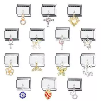 Подвески-бабочки кресты итальянский браслет бусины браслет из нержавеющей стали мода роскошные стразы подвески DIY изготовление ювелирных изделий A1