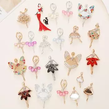 Подвески-балетки из смолы и чехлы для телефонов своими руками D541 Resin Girl розовый цвет-серебро