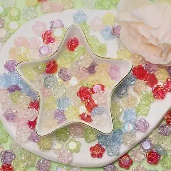 Подвески Цветочные акриловые бусины AB Цветные бусины с отверстием ручной работы для изготовления ювелирных изделий Ожерелья своими руками 80 шт. Бусины для изготовления аксессуаров для браслетов 80Pcs разноцветный