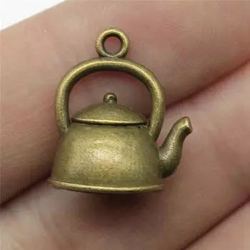 Подвески для чайника и чайника, подвески для ногтей, милые украшения для мужчин A18-4pcs-12x16mm