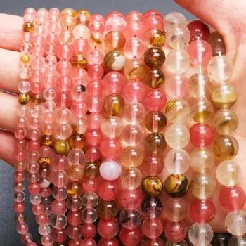 Подвески для девочек 4 мм/6 мм/8 мм/10 мм, аксессуары для изготовления ювелирных изделий, браслет «сделай сам», камень, натуральный гладкий круглый свободный бисер, женские модные бусины, подарки 20-40 шт. 30Pcs 6mm