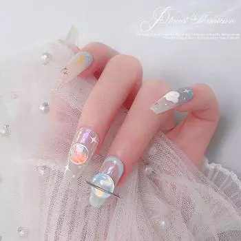 Подвески для дизайна ногтей в виде планет Сатурн Стразы для ногтей Драгоценные камни Кристалл 3D Украшения для дизайна ногтей Металлические гвоздики для ногтей Украшения для ногтей B