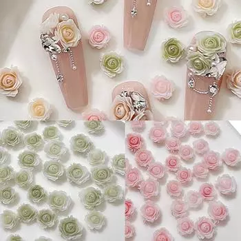 Подвески для дизайна ногтей в виде розовых цветов Стразы из смолы для ногтей для женщин Украшения для маникюра своими руками Украшения для ногтей в виде цветов Декор для дизайна ногтей 5