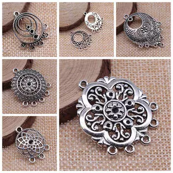 Подвески для изготовления ювелирных изделий, комплект, кулон, ювелирные аксессуары «сделай сам», круглые серьги с цветком, соединительные детали, подвески 4pcs-28x23mm-B12723