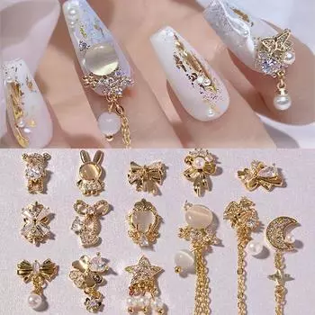 Подвески для маникюра, украшения для дизайна ногтей, хрустальная подвеска, цепочка для ногтей, стразы, украшения для дизайна ногтей 1863