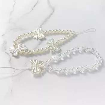 Подвески для мобильного телефона Bow Love, симпатичный шнурок для телефона с бусинами, короткий ремешок для мобильного телефона, ремешок на запястье, портативная сумка-подвеска