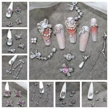 Подвески для ногтей 3D Маникюрные украшения Серебряные украшения для ногтей Хрустальные стразы для ногтей Украсить 10