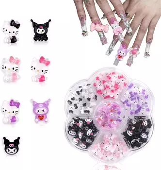 Подвески для ногтей Alkyne Kawaii, подвески для ногтей в виде слизи, подвески из смолы с плоской задней частью, 70 шт., 3D-подвески для ногтей, принадлежности для украшения ногтей (Милые амулеты)