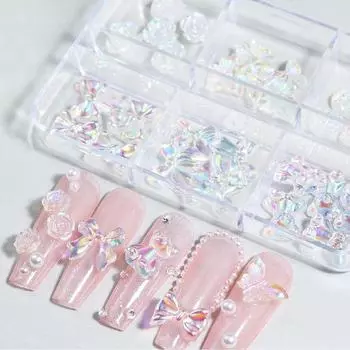 Подвески для ногтей из смолы Цветочные аксессуары для ногтей Маникюрные украшения Медведь Стразы для ногтей Маникюрный салон