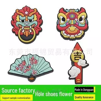 Подвески для обуви Crocs в китайском стиле с рисунком из мультфильмов - украшения в виде цветочных пряжек