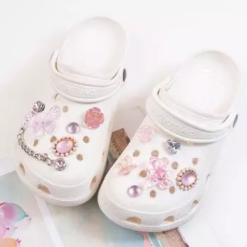 Подвески для обуви «сделай сам», розовые стразы, бабочка, медведь, украшение, пряжка, очаровательные аксессуары для обуви, детский праздничный подарок для девочек