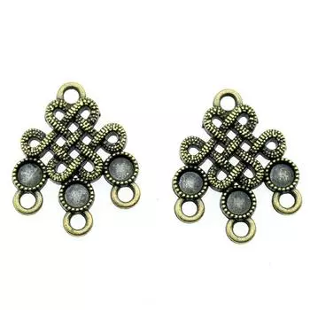 Подвески для рукоделия бренда: WYISYWG античный бронзовый цвет, китайский соединитель для сережек с узлом «Счастливый узел», 26x21 мм, 4 шт.