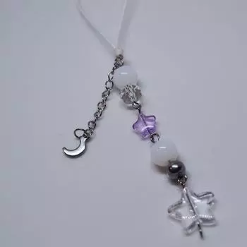 Подвески для телефона с фиолетовой звездой Y2K, брелок Fairycore, милые стеклянные бусины с луной, ремешок для мобильного телефона, цепочки для телефонов, женские кавайные ремешки, ювелирные изделия