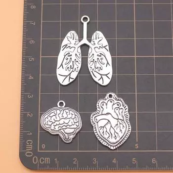 Подвески и аксессуары для ювелирных изделий Сердце Мозг Легкие Милые предметы «сделай сам» 3 шт./компл.