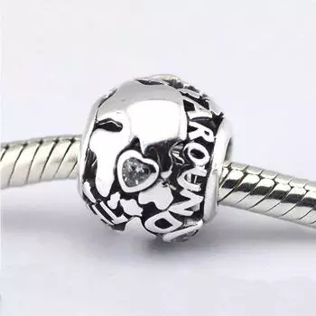 Подвески из 100% стерлингового серебра 925 пробы по всему миру, подходят для европейского браслета, металлические бусины для изготовления ювелирных изделий Kralen