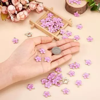 Подвески из цветочной эмали Подвески в виде вишневых цветов Позолоченные маленькие милые подвески-цветы оптом для изготовления ювелирных изделий Аксессуары своими руками 10pcs белый