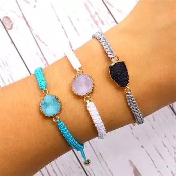 Подвески из камня и бисера, плетение веревочных браслетов для женщин и девочек, Бохо, ручная работа, подарки для вечеринок, ювелирные изделия