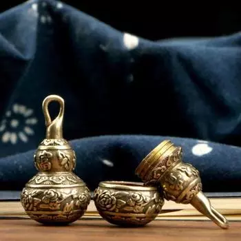 Подвески из латуни в виде тыквы для автомобиля, брелок в виде тыквы в китайском стиле, миниатюры тыквы-лотоса для рабочего стола 4