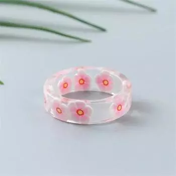 Подвески из смолы, маленькие детские кольца, красочные круглые кольца с цветочным принтом, женские ювелирные изделия для свадебной вечеринки, подарок для друзей