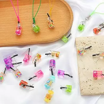 Подвески из смолы, пузырьковый чай, бутылка фруктового сока, подвеска, бусины для изготовления ювелирных изделий, серьги, ожерелье 18x10mm 6pcs фуксия