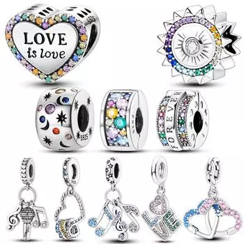 Подвески из стерлингового серебра 925 пробы, бусины из циркония, висячие глазки из света, подходят для оригинального ожерелья, браслета, ювелирные изделия, подарок для женщин