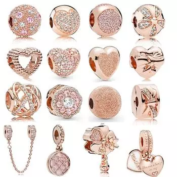 Подвески из стерлингового серебра 925 пробы из розового золота с открытым сердцем, сверкающие польские подвески, подвески-зажимы, стопоры, подходят для оригинального модного браслета