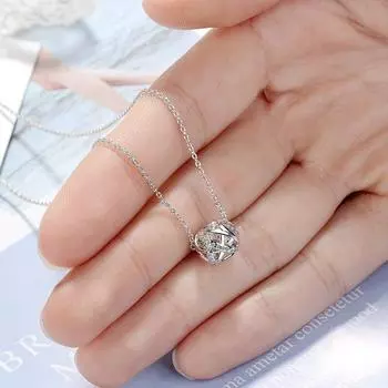 Подвески из стерлингового серебра 925 пробы, свадебные подвески с бусинами на удачу, ожерелье с блестящим цирконом, ожерелье для рождественских подарков 40cm add 3.5cm