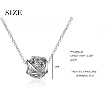 Подвески из стерлингового серебра 925 пробы, свадебные бусины с подвеской на удачу, ожерелье с подвеской из циркония для рождественских подарков S-N358 40cm add 3.5cm