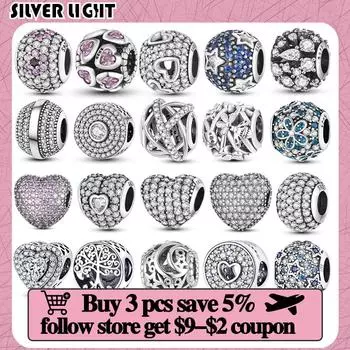 Подвески из стерлингового серебра S925 подходят для оригинального браслета Dazzle с полной инкрустацией цирконом в форме сердца S925 Plata De Ley Подвески для женщин
