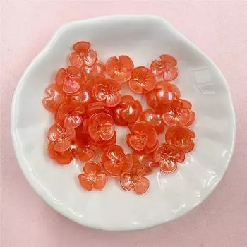 Подвески Маленькие цветочные бусины-разделители Свободные бусины с отверстием DIY Браслет Ожерелье Красочный материал из бисера Многоцветный 100 шт. 9,5 мм Изготовление ювелирных изделий оранжевый