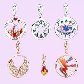 Подвески-медальоны из стерлингового серебра 925 пробы с внутренним огнем и тканевой сумкой подходят для изготовления браслетов для женщин, ювелирные изделия на день рождения, подарки