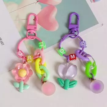 Подвески на рюкзак Акриловый брелок для ключей с цветком Прозрачная мультяшная пряжка для ключей DIY Подвеска на цепочке для детей Style K
