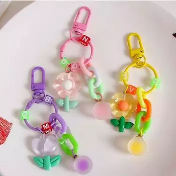 Подвески на рюкзак акриловый цветок брелок прозрачный мультяшный брелок пряжка DIY цепочка кулон для девочек Style K